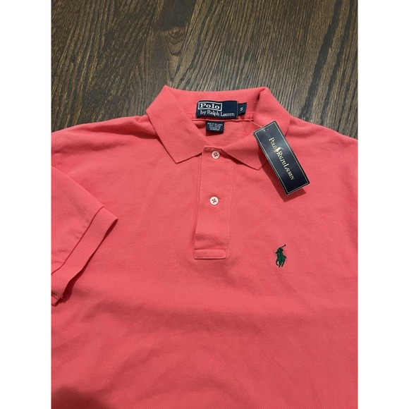 Polo Ralph Lauren Pink Solid Mesh Polo Shirt Cotton Pique Sz Small Vintage
